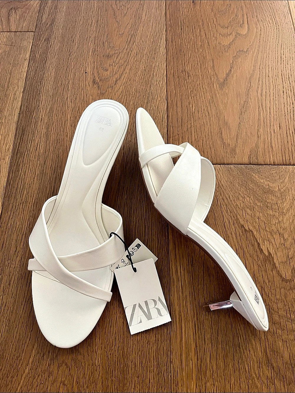 Zara White Strappy Heels EU 42 NWT